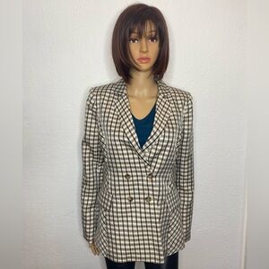 🆕 Express X Negin Mirsalehi Mixed Plaid Boyfriend Blazer Women's Size XS